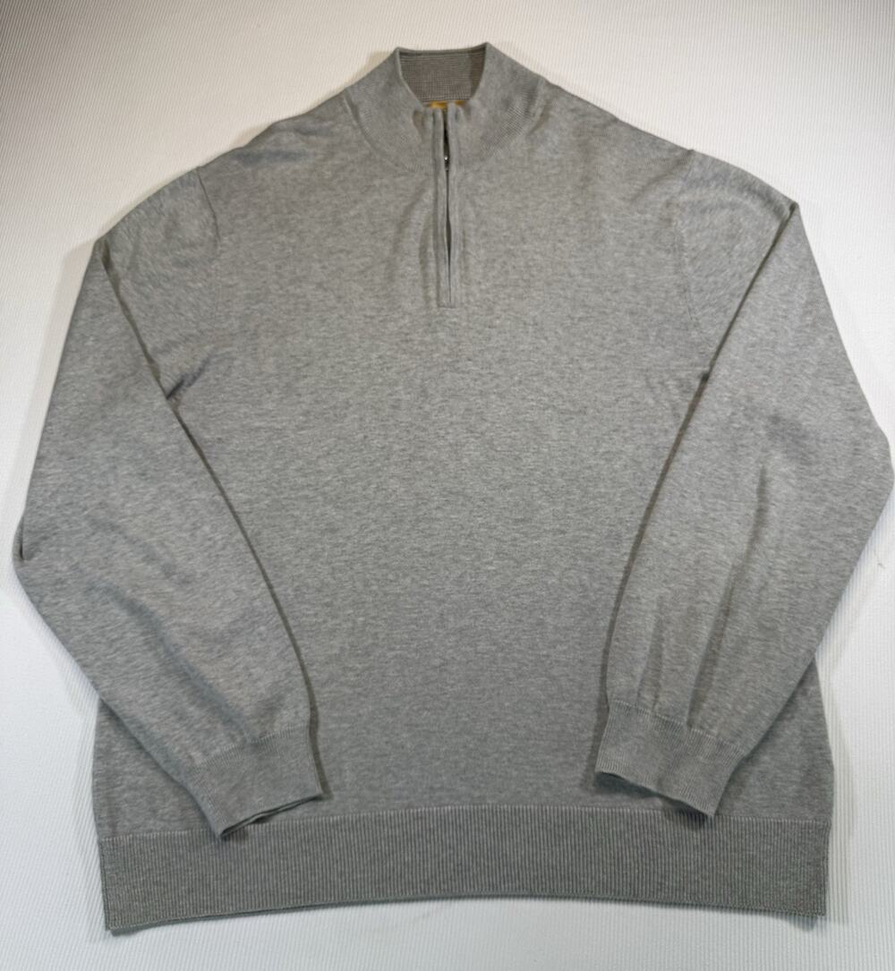 Robert Talbott Carmel XXL Gray 1/4 Zip Silk Cashmere Blend Sweater Mens Golf